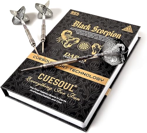 Miniatura 6 de CUESOUL Black Scorpion - Juego de dardos de punta de acero de tungsteno de 22240.92oz, barril con acabado recubierto de titanio