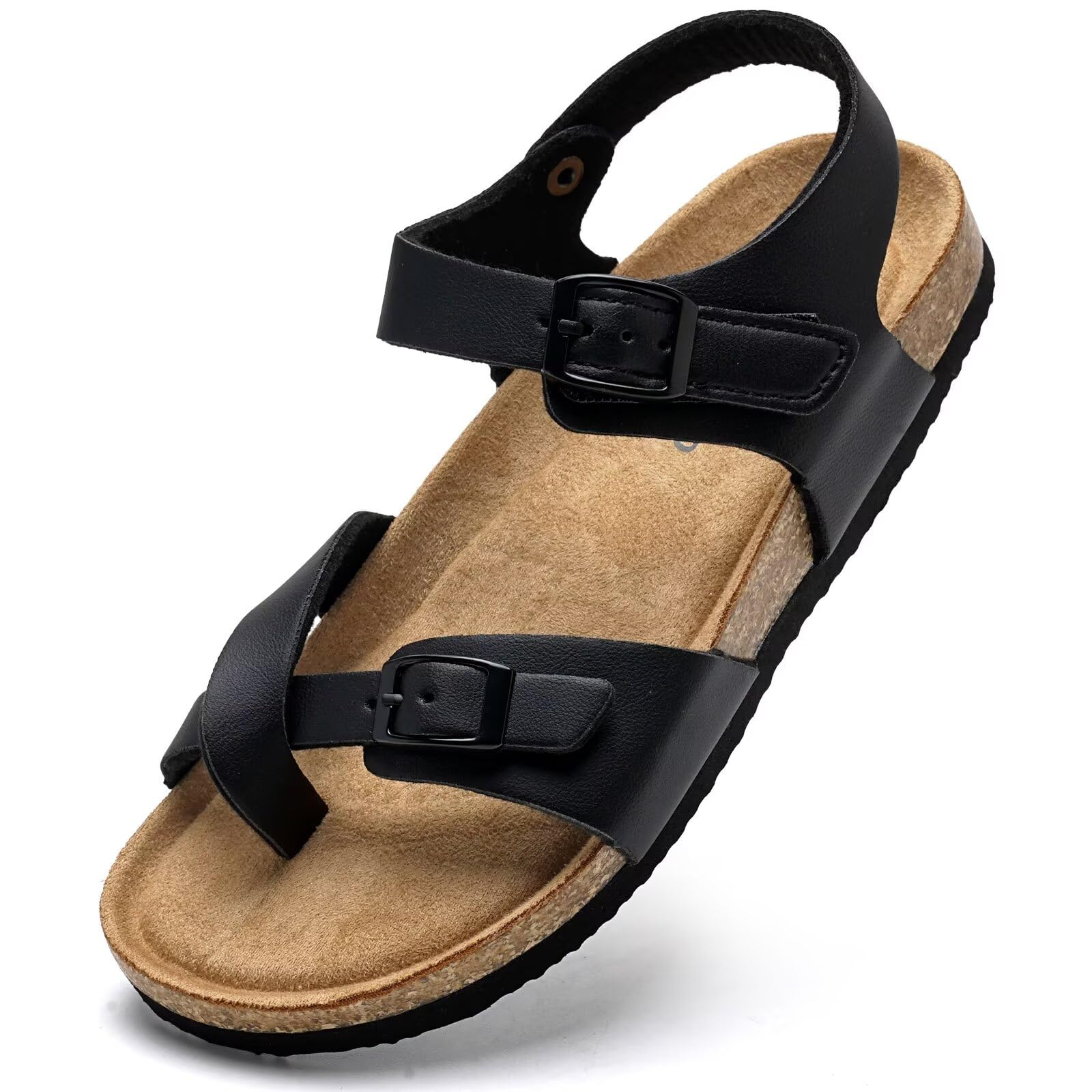 Torotto Girls Boys Sandals with Cork Footbed Adjustable Buckle Summer Slides Flip Flops Open Toes Flat for Kids Toddler