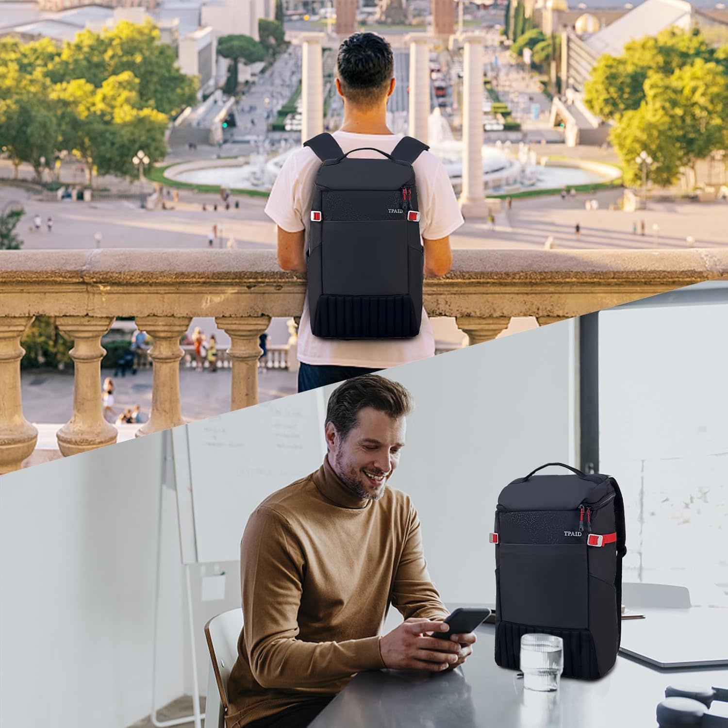 TPAID 15.6/17.3 Inches Laptop Bag for Men, Durable Business Laptop Backpack Water Resistant Computer Bag for Women Work College