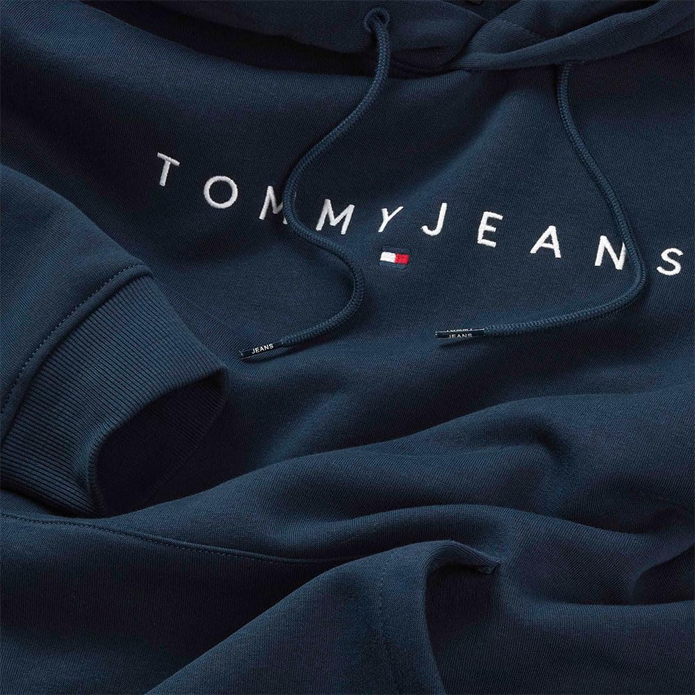 Tommy Jeans Męska bluza z kapturem TJM REG LINEAR LOGO EXT DM0DM20746C1G006, niebieska (Dark Night Navy), XXL, Niebieski (Dark Night Navy), XXL