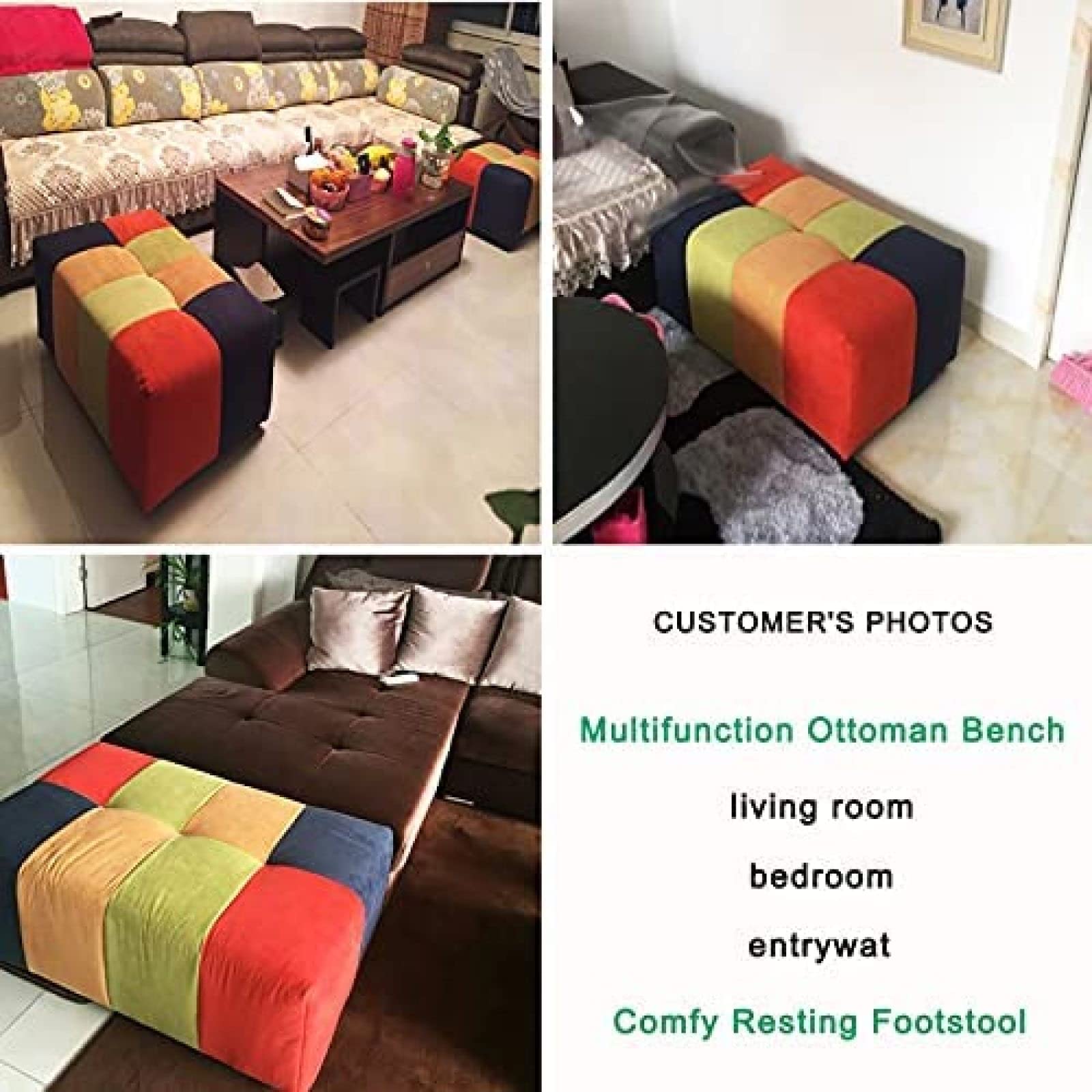 Pouf Per Soggiorno, Pouf Imbottito In Velluto A Coste, Sgabello Per Divano, Panca Rettangolare Lavabile Per Soggiorno E Camera Da Letto, 27,5 Pollici, 80 X 40 X 40 Cm, 23,7 Pollici, 80 X 50 X 40 Cm