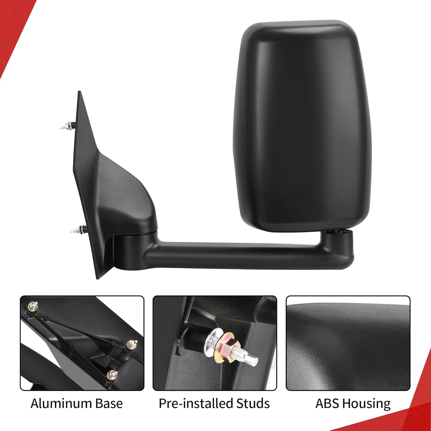 YITAMOTOR Left Driver Side Mirror Towing Mirror Compatible with 2003-2019 Chevy Express GMC Savana 1500 2500 3500 Manual Folding Manual Adjustment Door Mirror Black