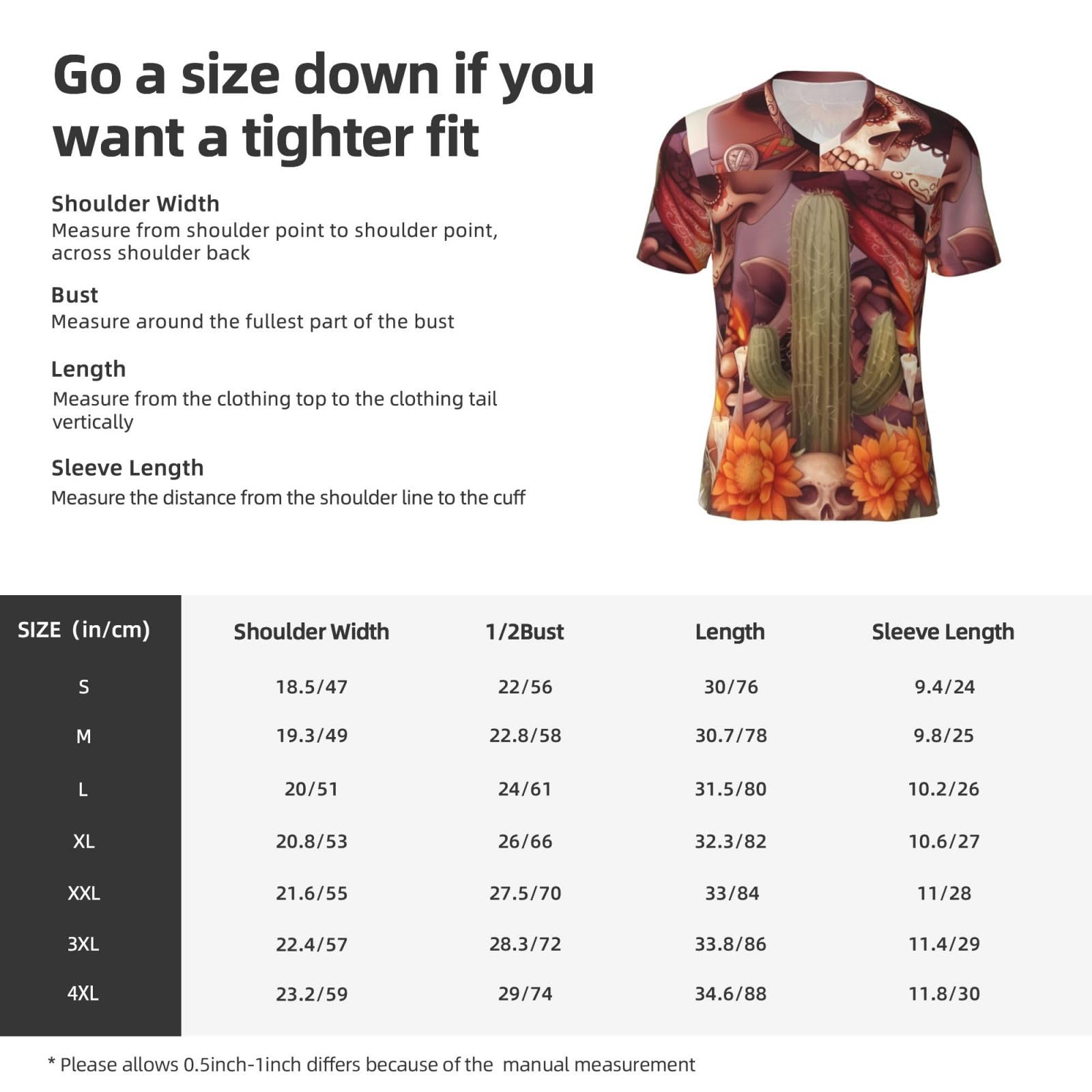 Stylish Athletic Sports Jersey Mexico-Skeletons-Cactus-Candles Men's Rugby Jersey 4X-Large