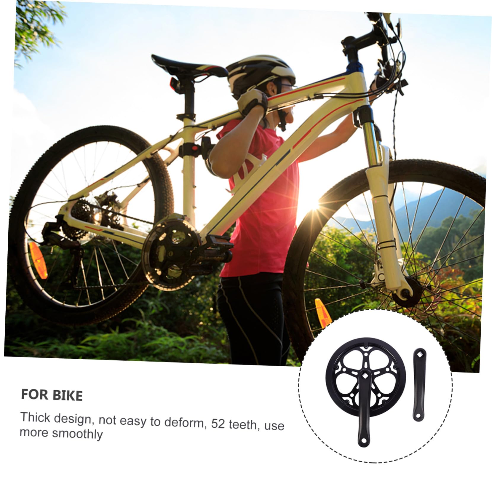 PLAFOPE Guarnitura Bici Monocorona in Ferro Nero 52 Denti e Pedivella 170mm, Accessorio Resistente per Sostituzione Bici Singola velocità