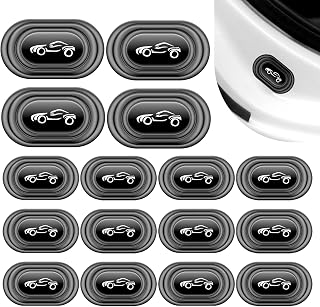 Leechio 16 PCS Car Door Shock Absorbers, Soundproof Car Door Bumper Slam Stopper, Silicone Vibration Bumper Protector Sticker, Universal Absorber Accessories, for Most Cars, Trucks, SUVs (Black/White)