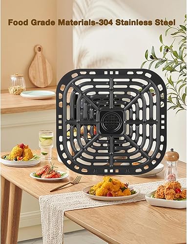 Miniatura 4 de Bandeja de repuesto para freidora de aire, accesorios para freidora de aire de acero inoxidable 304, cesta de repuesto antiadherente XL con