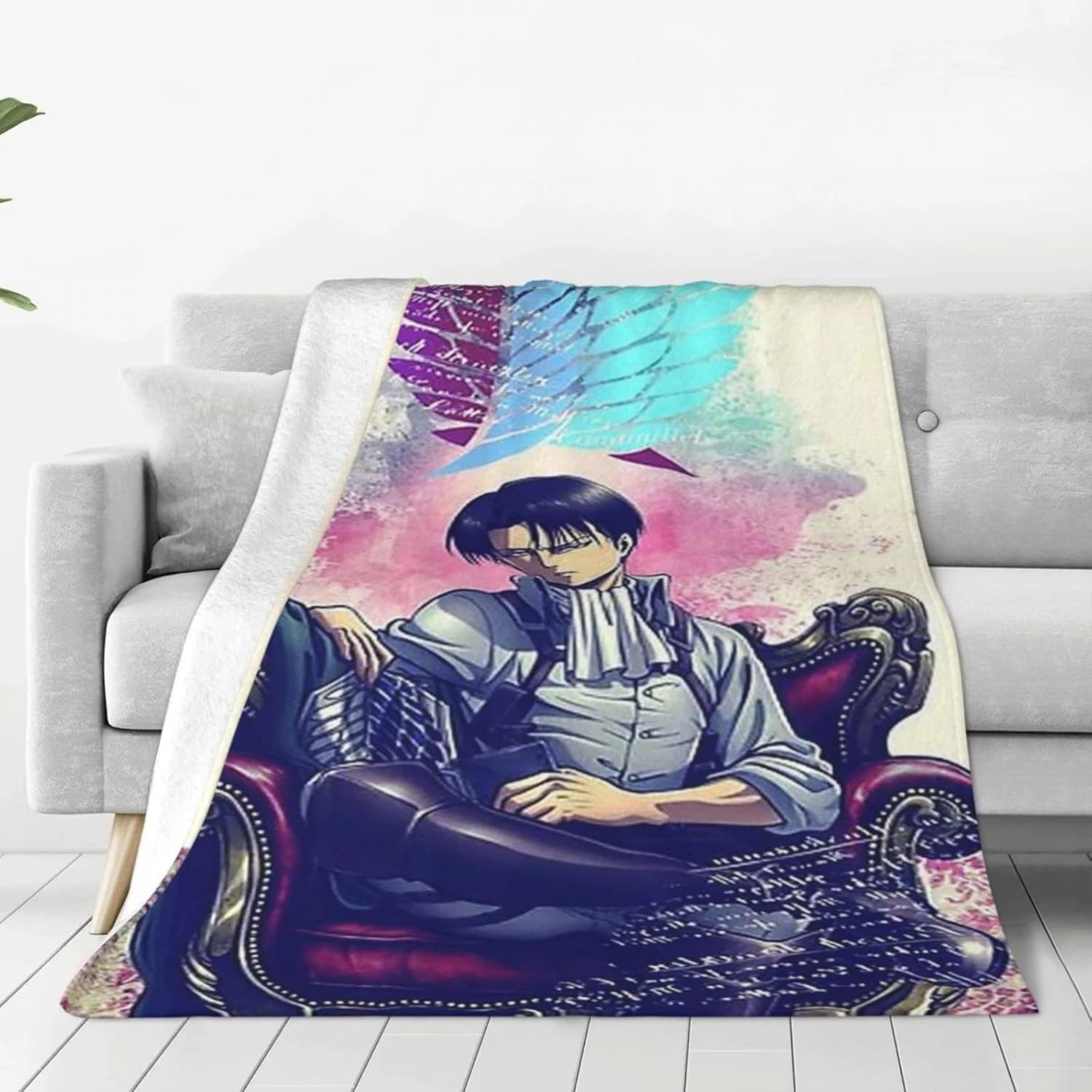 Blankets Levi Ackerman Double Layer Blanket 3D Printed Thickened Warm Flannel Fleece