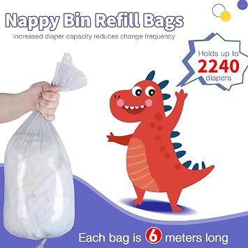 8 Pack Nappy Bin Refills Compatible with Most Nappy Disposal Systems