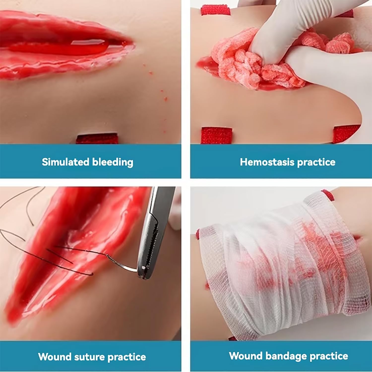 TsoLay Wound Packing and Tourniquet Trainer Kit, Wearable Trauma Simulation Model, Silicone Material, Washable Reusability, Provide Realistic First Aid Exercises, for Classes Training
