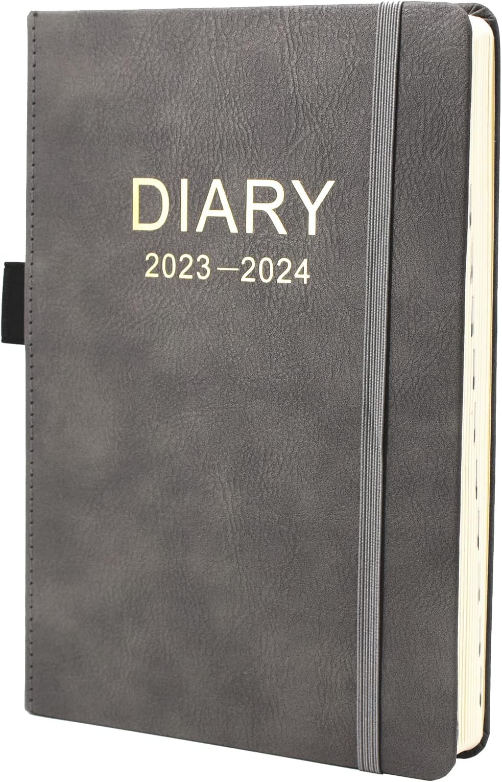 Academic Diary 2023-2024 A5 Day Per Page, Daily Diary 2023 from JUL 2023 to JUN 2024, Productivity A5 Daily Planner with Monthly Tabs, 2 Bookmark, Pen Loop and Inner Pocket,21×14.5cm (Grey)