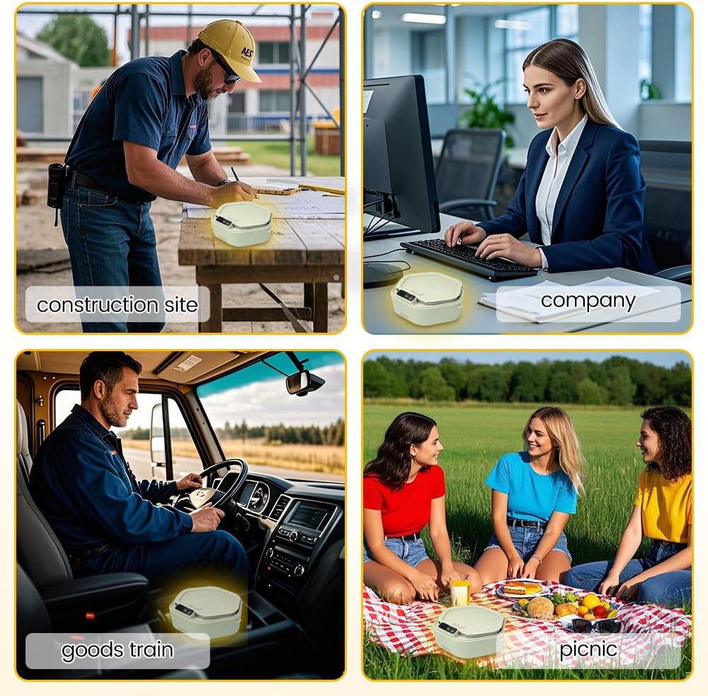 Cordless Electric lunch box, Battery Powered Heated Lunch Box，Food Heate 1L Adjustable heating time Comes three compartments Used for trucks, camping, offices - Image 7