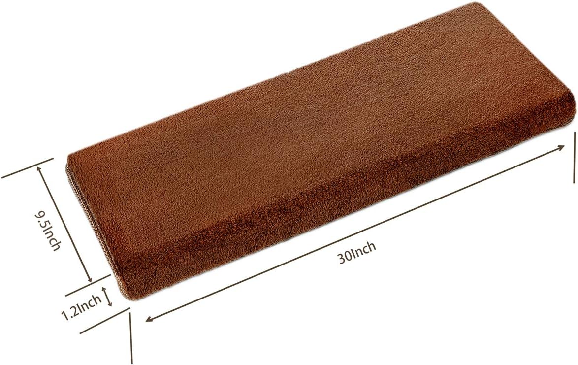 Bеѕt Prоmо PURE ERA Bullnose Carpet Stair Treads Set of 14 Non-Slip Self Adhesive Ultra Plush Soft Pet Friendly Skid Resistant Tape Free Washable Reusable Copper Brown 9.5 x 30x1.2