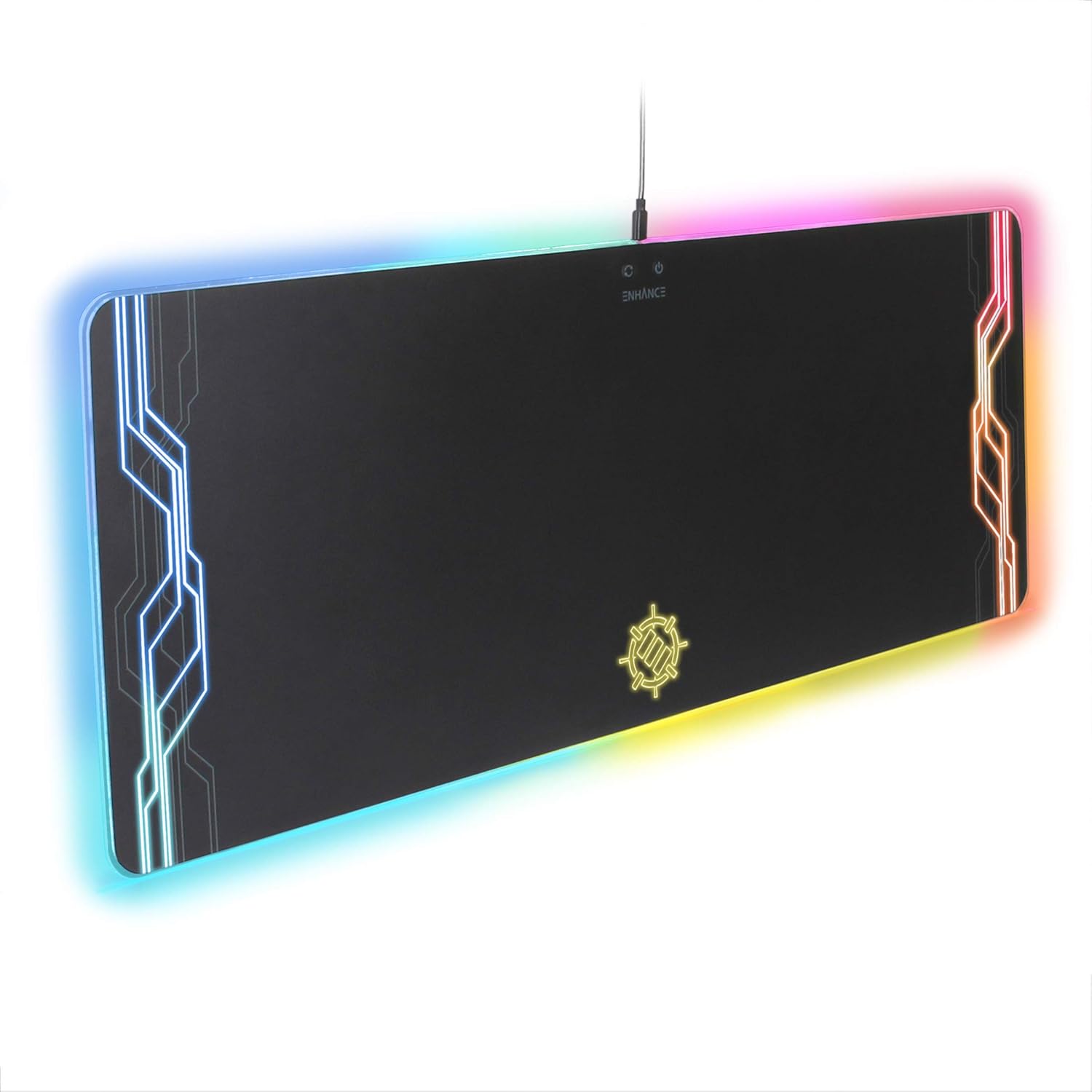 ENHANCE Extra Large Hard Mouse Pad LED Gaming Mouse Pad with 7 RGB