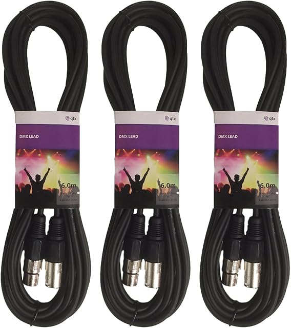 3 x QTX 6M DMX Lighting XLR Signal Cable Lead
