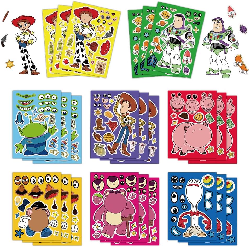24 Sheets Cartoon Toy Stickers, Funny Anime Sticker for Water Bottles Luggage Skateboard Notebook Phone Guitar Bike Helmet (t2)