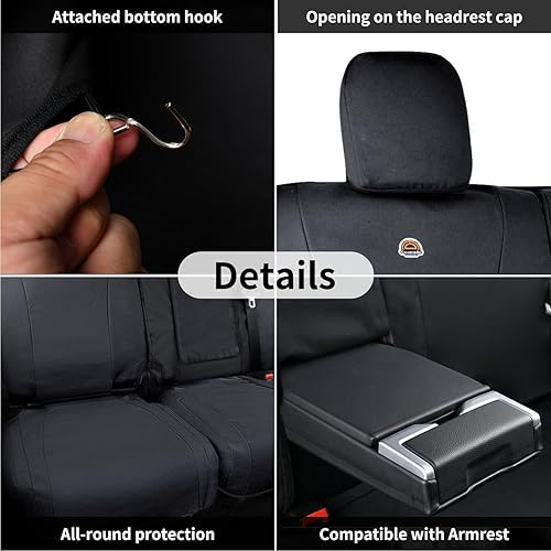 Miniatura 3 de Coverado Fundas de asiento delantero, protector de asiento de lona impermeable para cojines de asiento de automóvil para niños y perros, fundas de