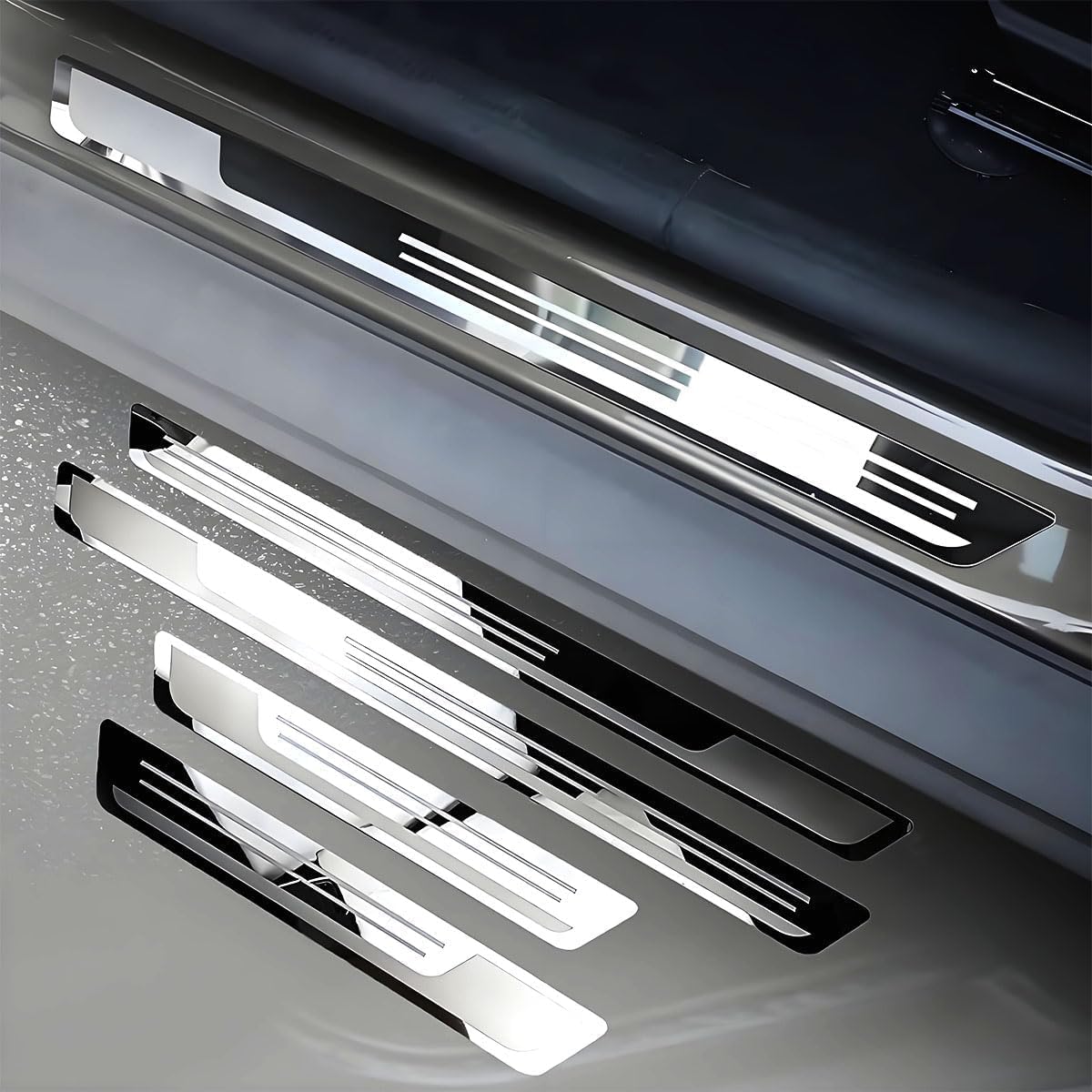 4 Pcs Stainless Steel Car Door Sill Protector for VW Tiguan II 2016-2020, Car Kick Plates Scuff Plate Stainless Steel Stickers Welcome Pedal Strips