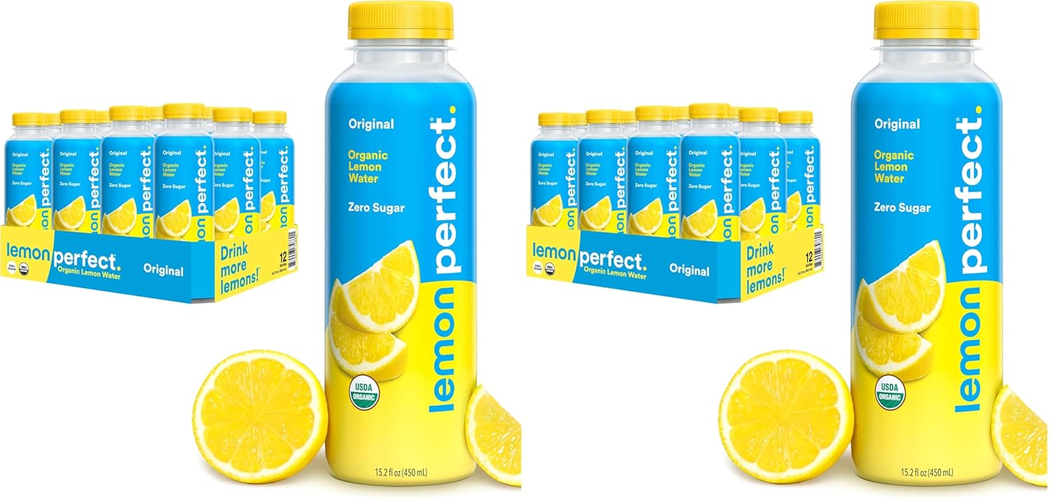 Lemon Perfect Coconut, Hydrating Flavored Lemon Water, Zero Sugar, Delicious and Refreshing, Organic, 15.2 fl oz Bottles (12-Pack)