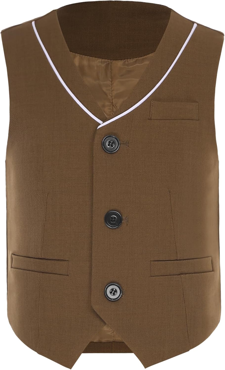 Kids Boys Single-breased Formal Vest V Neck Pointed Hem Wedding Birthday Suit Waistcoat