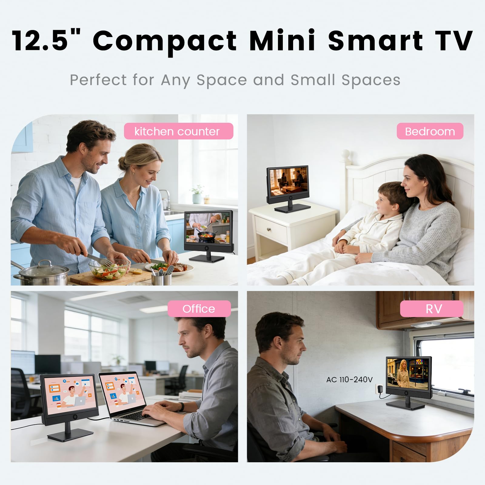 Amazon | 12.5インチ小型スマートテレビ、コンパクトFHDフラット