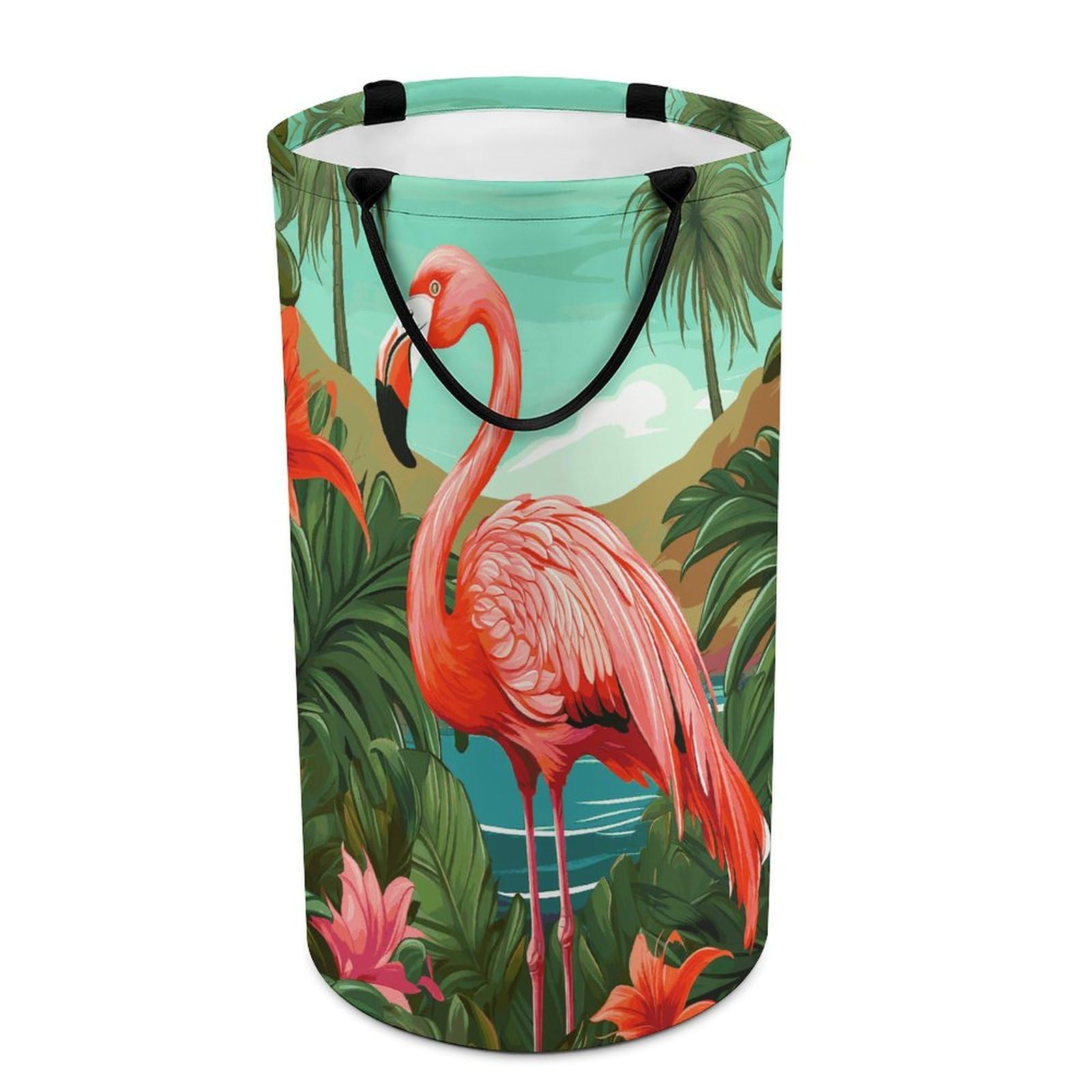 Grand panier à linge motif tropical pour rangement chambre et jouets