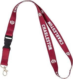 College of Charleston Lanyard Cougars C of C Car Keys ID Badge Holder Keychain Detachable Breakaway Snap Buckle (Red)