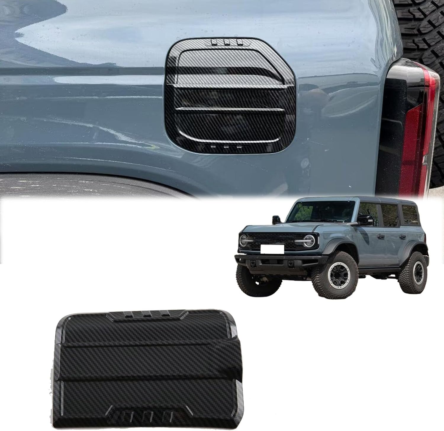 Car Fuel Door Cover Cap for Ford Bronco 2024 2025 2026 Accessories,Easy Stick-On Installation, providing a long-lasting, like-new appearance. (carbon fiber)