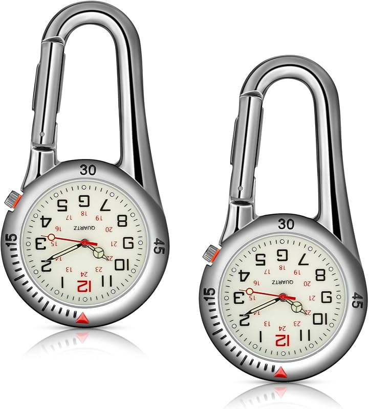 Hicarer 2 Pcs Clip on Watch Carabiner Glow Quartz Fob
