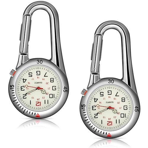 Hicarer 2 Pieces Clip on Quartz Watch Backpack Fob Belt