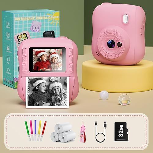 Miniatura 7 de Cámara de impresión instantánea para niños, regalos de Navidad y cumpleaños para niños y niñas de 3, 4, 5, 6, 7, 8, 9, 10, 11, 12 años, videocámara