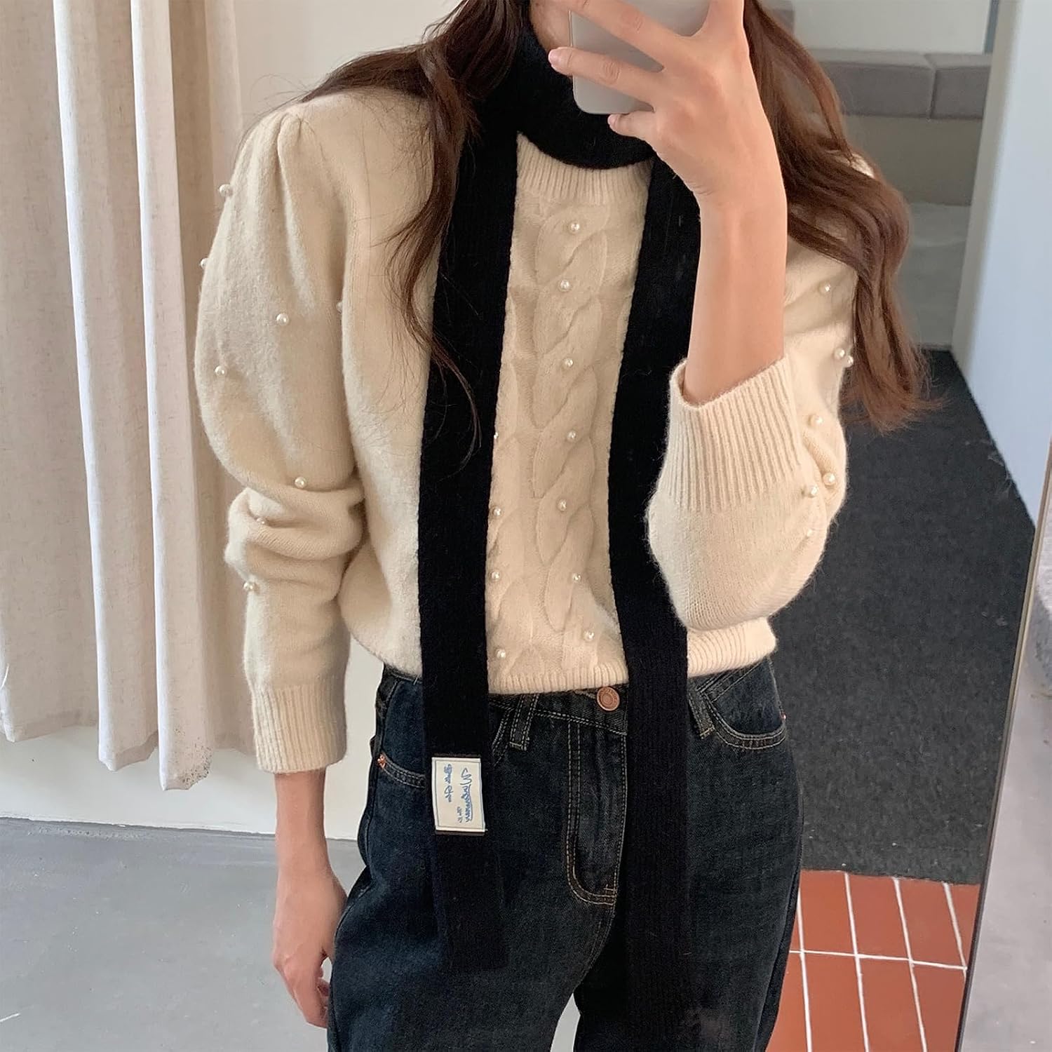 Youth Fashion Scarf Gloves Cold Weather Gears Stylish Letter Neckerchief for Gift Giving Gift Ready Accessory Set