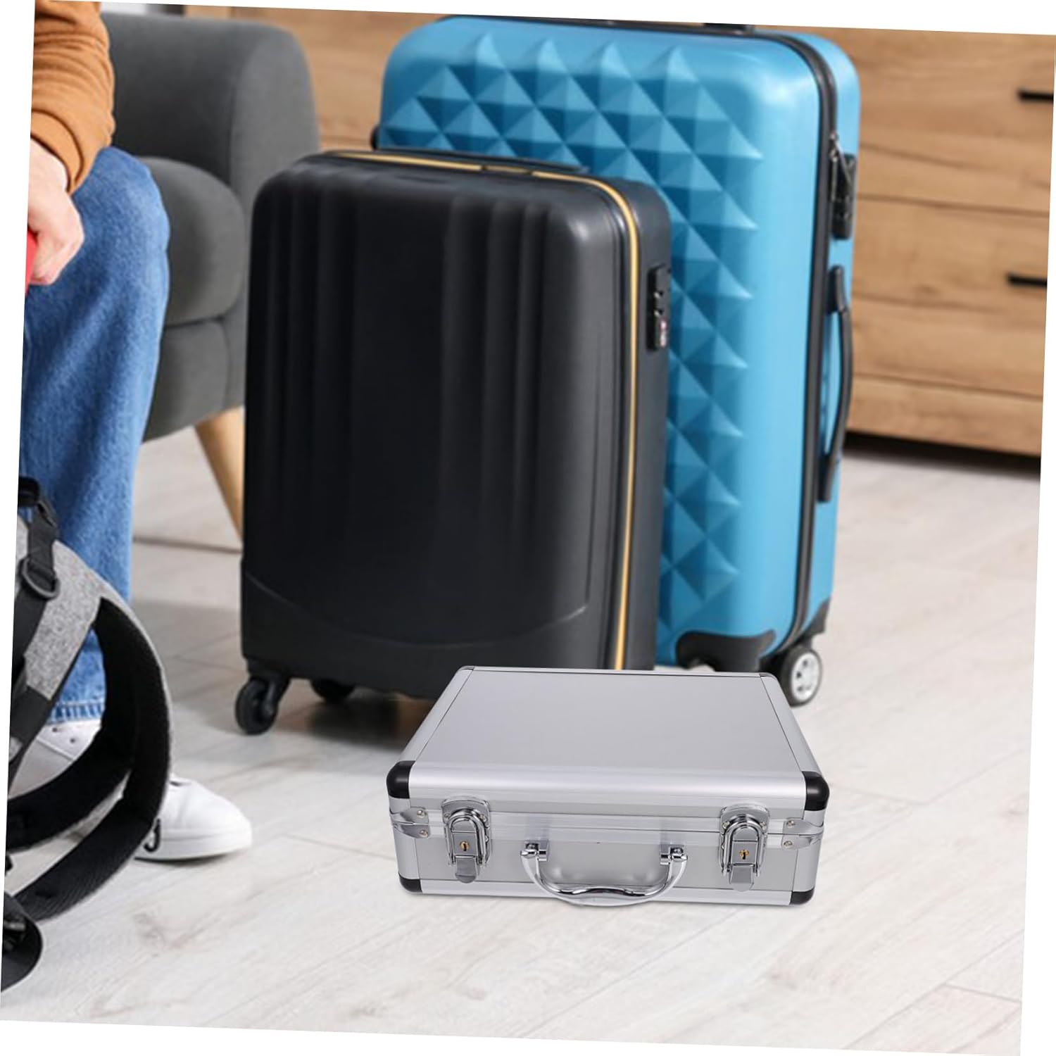 SEWACC 1Pc Tool Storage Case Portable Handheld Organizer with Code Lock Durable Tool Carrying Box for Home Crafts and Important Items