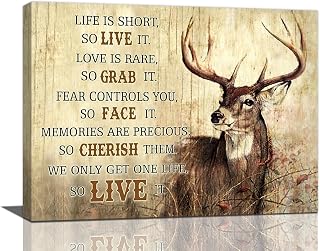 Funaluz Farmhouse Deer Wall Art Rustic Country Wildlife Animal Elk Pictures Inspirational Wall Decor Motivational Canvas Print Painting Artwork for Bathroom Bedroom Living Room 12"x16"