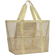 F-color Mesh Beach Bag Family - Large Travel Tote Bag for Beach Pool Cruise