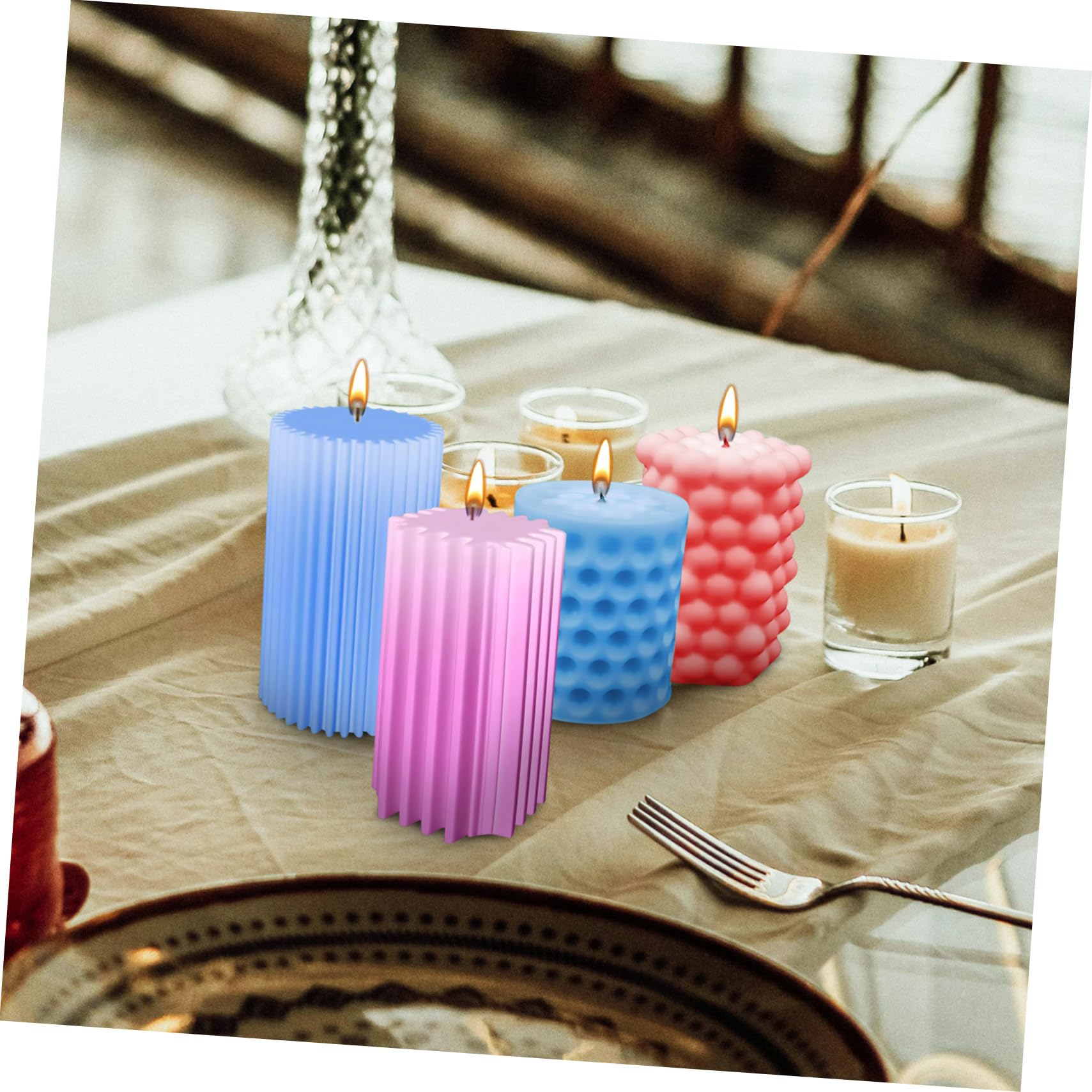 SHINEOFI 3 Set Di Per Candele in Silicone Per Realizzare Candele Facili Da Usare Forme Di Per Candele A Colonna Confezione Da 4 Pezzi*3