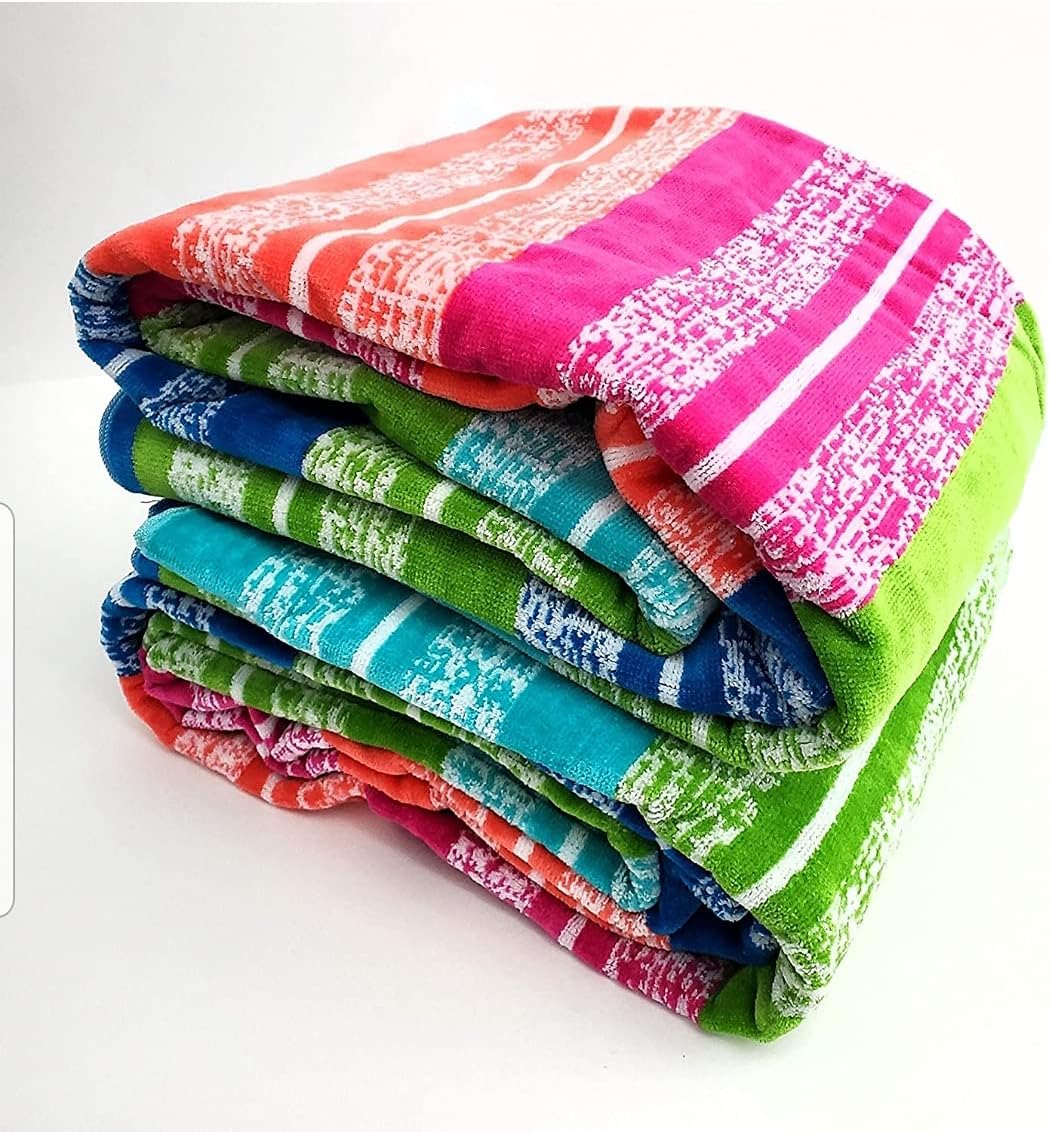 Beach Towel 100 Cotton 40in x 72in / 101cm x 182cm (Textured Stripe