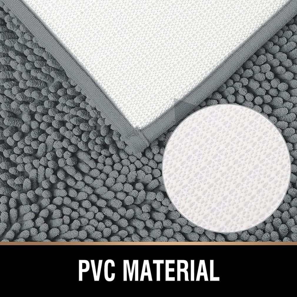 Chenille Bathroom Rugs Soft Shaggy and Absorbent Luxury Bath Mat Non Slip Carpet Mats for Tubs Toilet Showers Machine Washable Small Bathmat Doormat Solid 20" X 31" Red