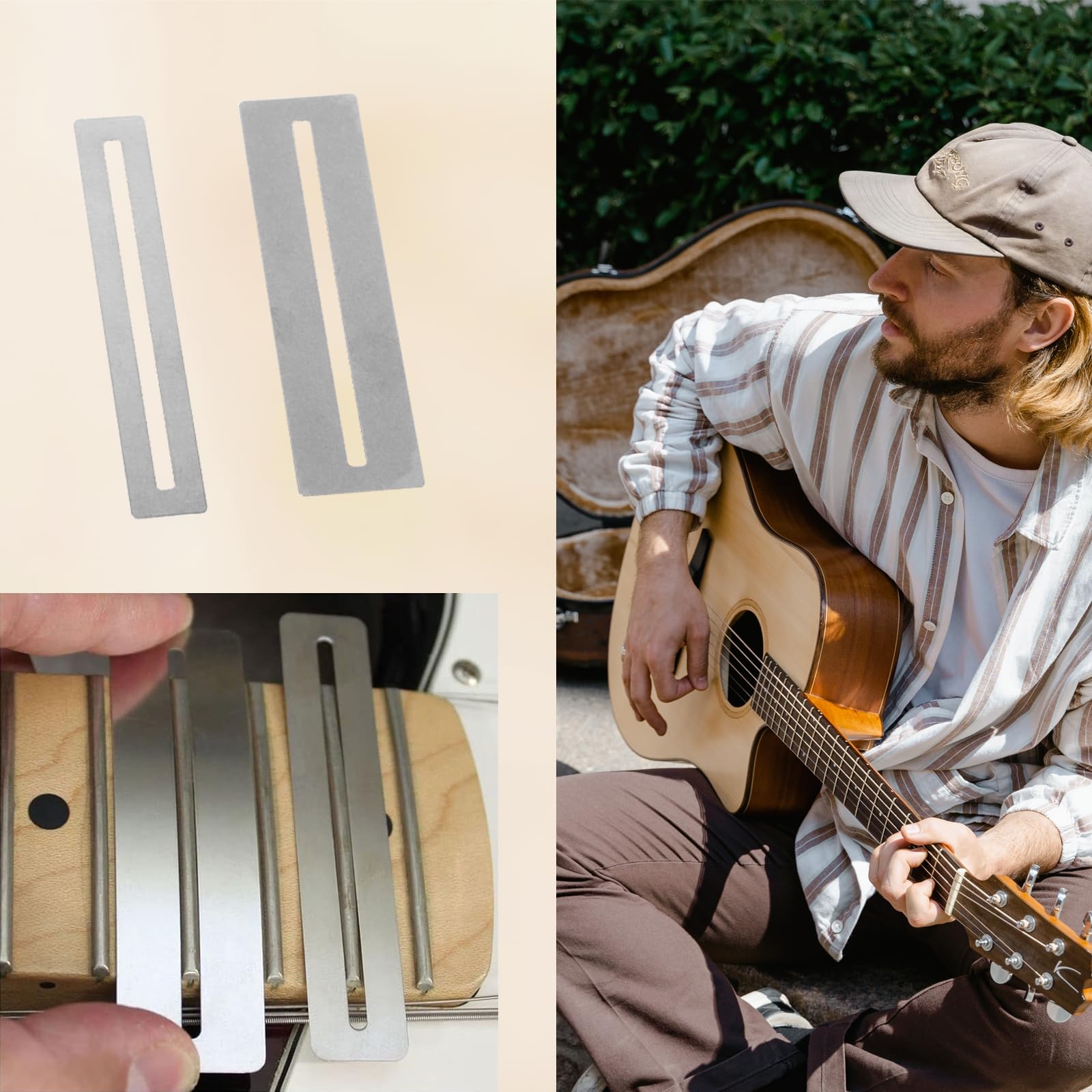 Gitarren Werkzeug Set Messwerkzeug für Die Gitarre Gitarren Tool Set Enthält Kunststofflineal Silbernen Pads Spaltlehre Roten Wetzstein Feile Und 9 T Winkel Geeignet für Bass Banjo Usw