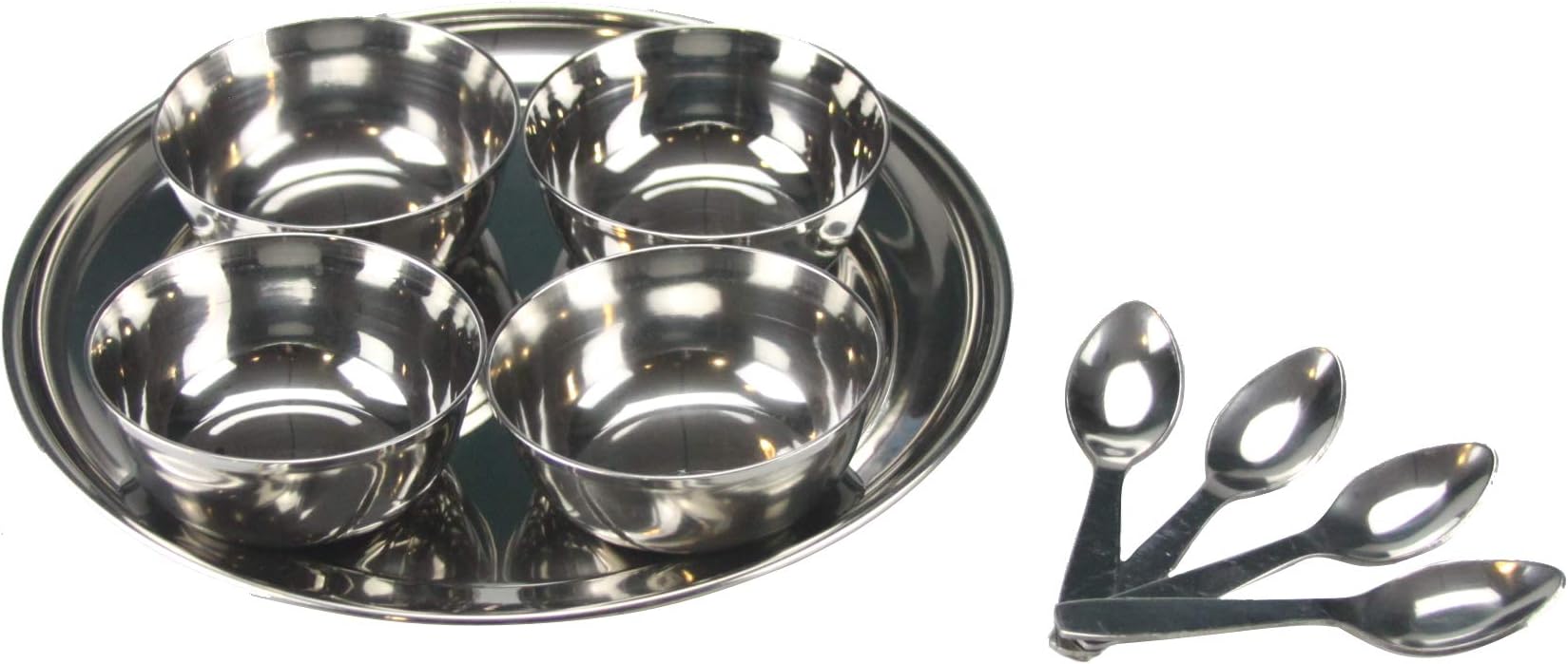 Stainless Steel Relish Chutney 9PC Pickle Dish Thali Bowls Serving Bowls Multipurpose Serving Set Nut Bowls (21cm)