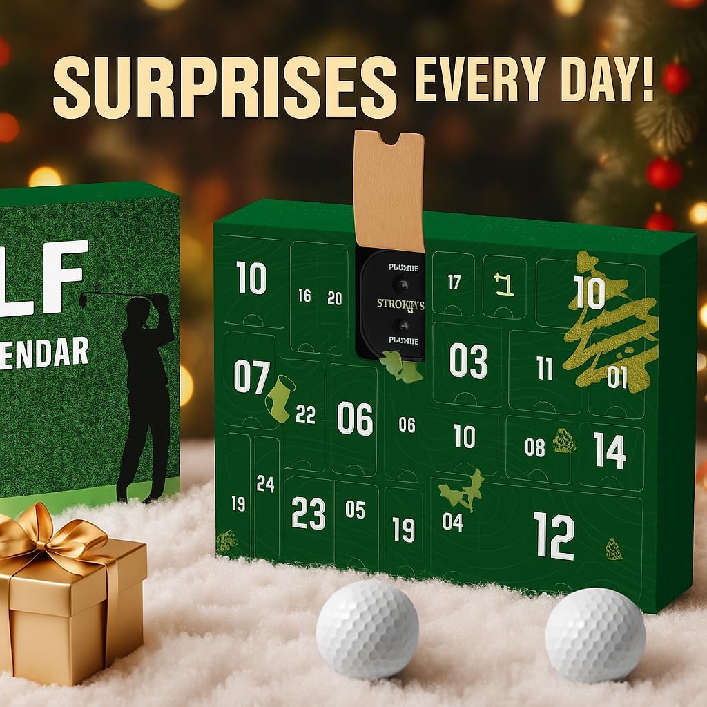 Golf Advent Calendar 2026, 24 Days Christmas Countdown Calendar with Golf Balls, Tees & Ball Markers, Holiday Gift for Men, Teen Boys, Ideal for Dad, Husband or Boyfriend