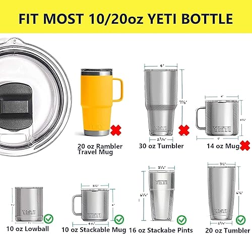 Miniatura 6 de Paquete de 2 tapas para vaso prémium de 20 onzas, tapas Yeti de 20 onzas, tapa de repuesto magnética deslizante Yeti Rambler Yeti Rambler 20 onzas