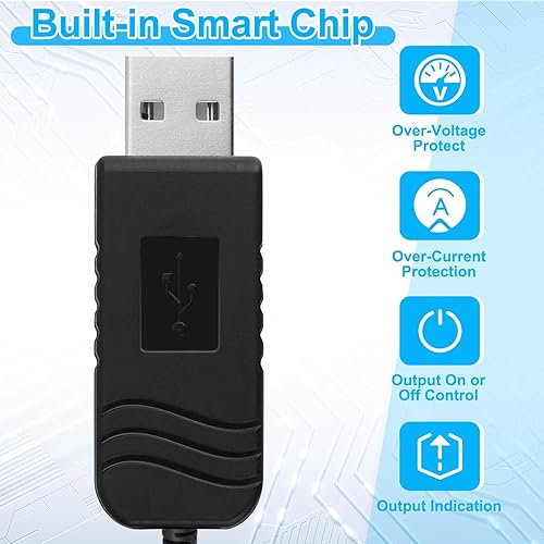 Miniatura 5 de FARSENSE Cable de alimentación USB a CC de 5 V, cable de carga universal de CC de 0.217 x 0.083 in (3 pies) con 10 puntas de conector, cable de