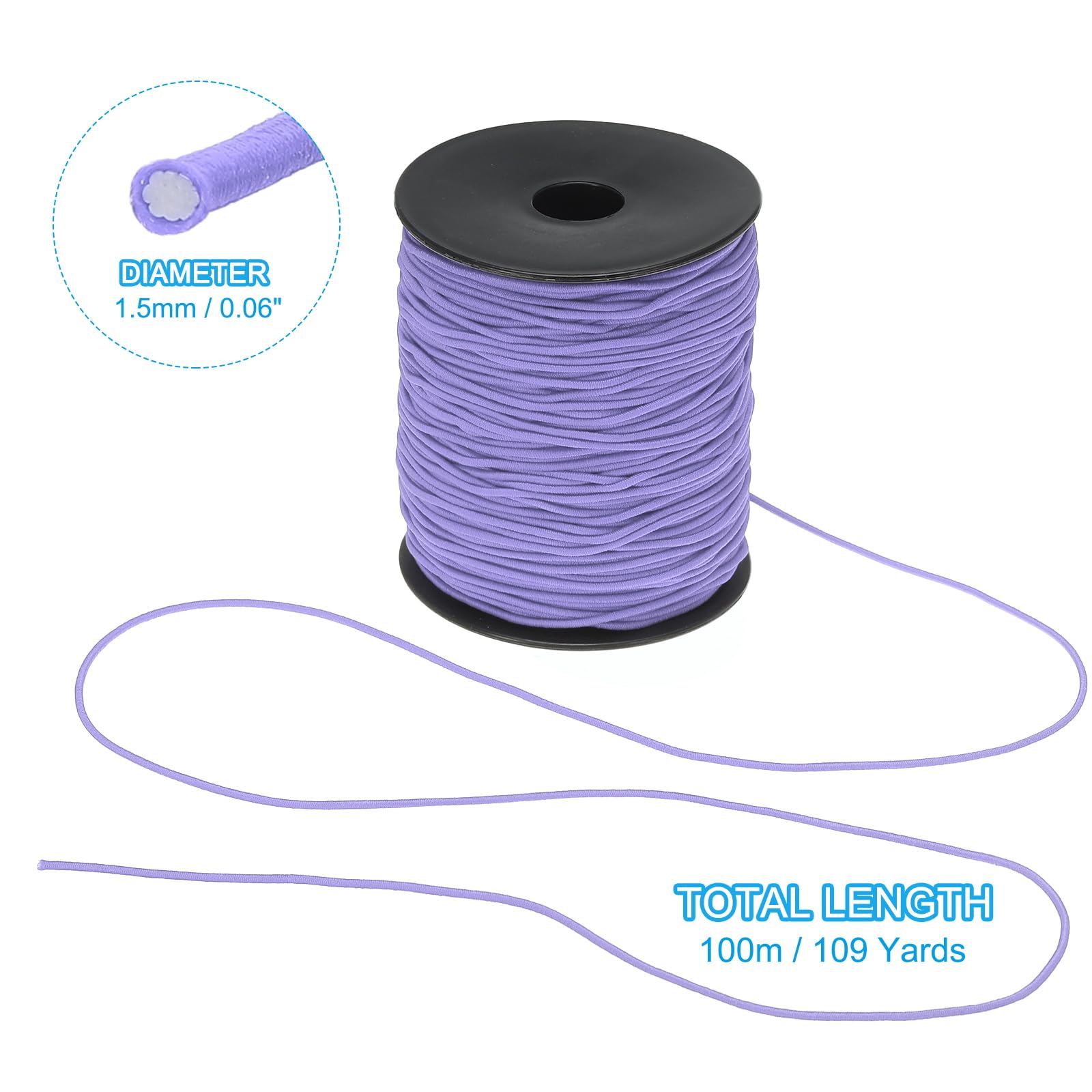 PATIKIL Stretchy String for Bracelets 109 Yards / 100m, 1.5mm Elastic Cord for Jewelry Making Necklaces, Beading and Crafts DIY, Purple - Image 2