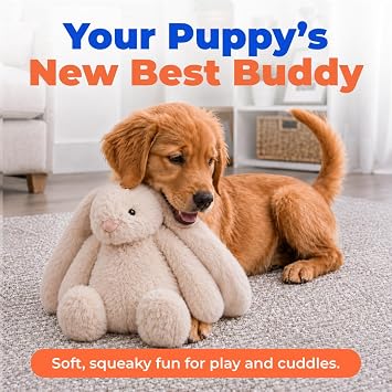 Best Pet Supplies Bunny Buddy Squeaky Plush Dog Toy - Beige, Small