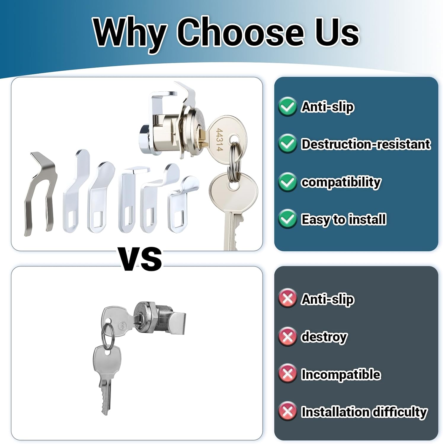 HOME MASTER HARDWARE Universal Mailbox Locks with 2 Keys for Almost All Locking Mail Boxes Comes with 5 Different Lock Plates,Nickel Finish