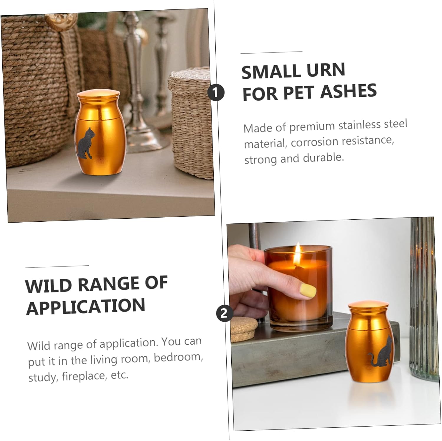YARNOW Cat Ashes Urn for Pets Cremation Keepsake Casket Elegant Design Memorial for Cats and Dogs Convenient for Home Garden