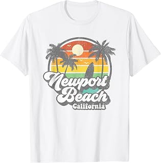 Vintage Newport Beach California CA Surfing Retro Surf Gift T-Shirt for Men Women Girls Kids