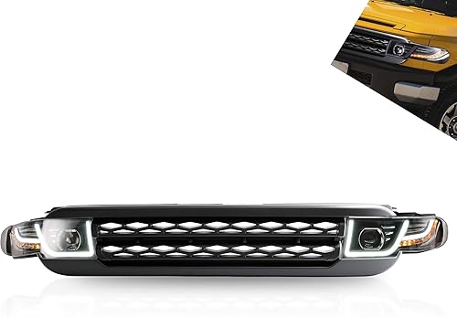 VLAND Proyector de doble haz para faros delanteros y rejilla de parachoques negra y bombillas LED D2S aptas para Toyota fj Cruiser faros LED SUV