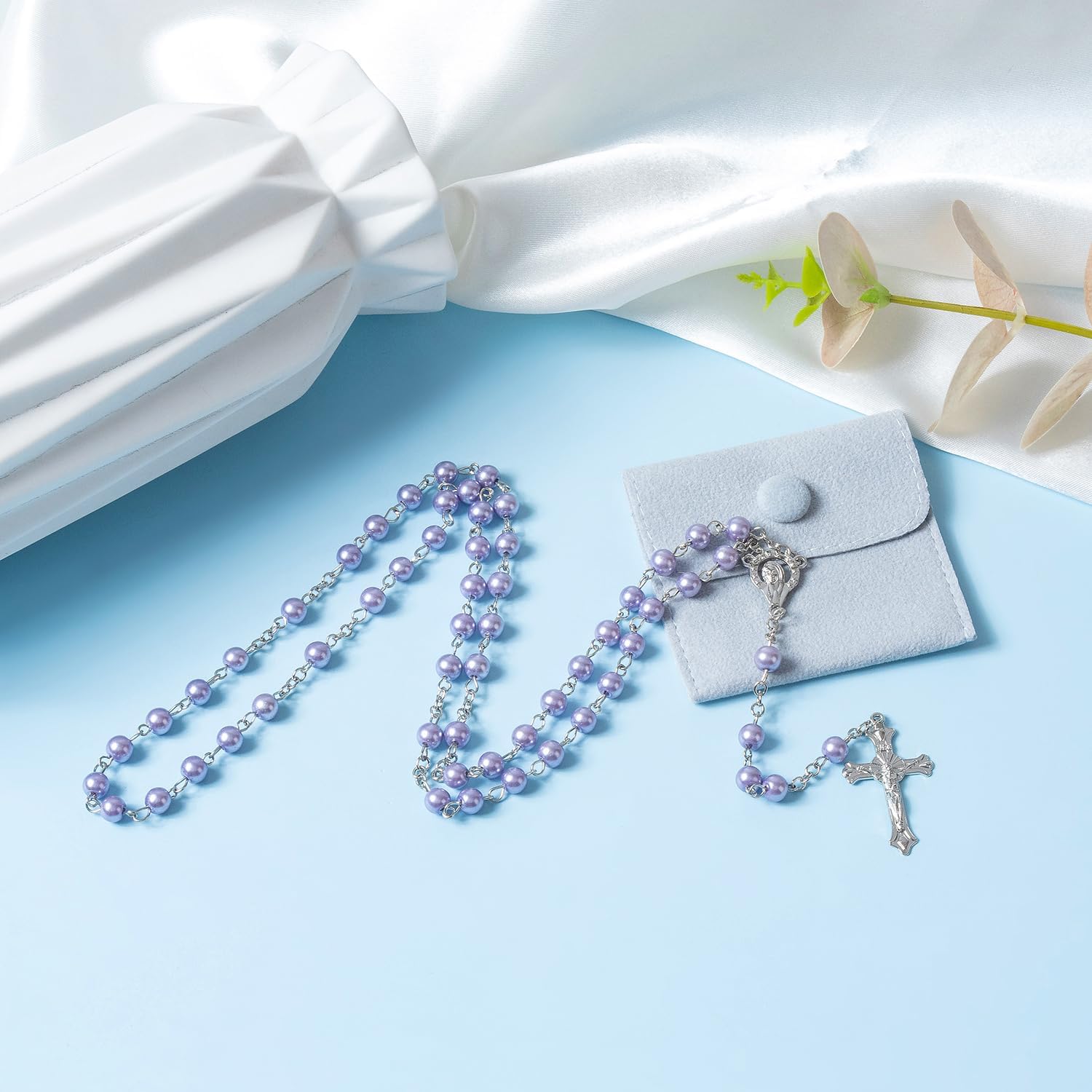 Rosary Beads Catholic for Women - Rosary Necklace Artificial Pearls, Solid Colored Simple Style Rosary Beads, Gifts for Women - Image 5