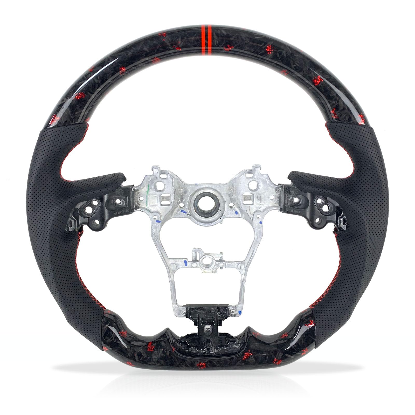 Car Steering Wheel Carbon Fibre For Toyota Sienna LE XLE XSE Highlander 2021 2022 2023 2024 2025 Carbon Fibre Steering Wheel (Red forged carbon fibre + perforated leather)